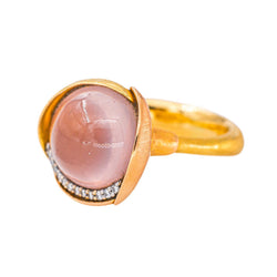 Ole Lynggaard Bague Lotus Or jaune Quartz rose