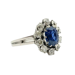 Bague Marguerite en or blanc, saphir et diamants