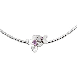 Collier Or blanc Saphir rose