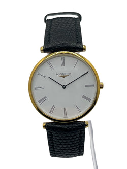 Montre LONGINES "La Grande Classique" plaqué or, acier et cuir