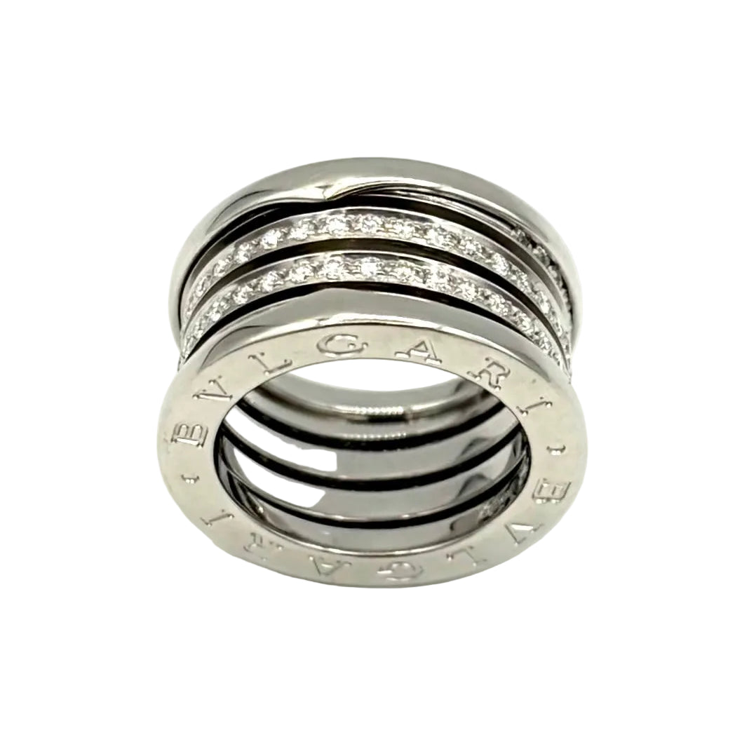 Bague Bandeau BULGARI "B.Zero1" en or blanc et diamants