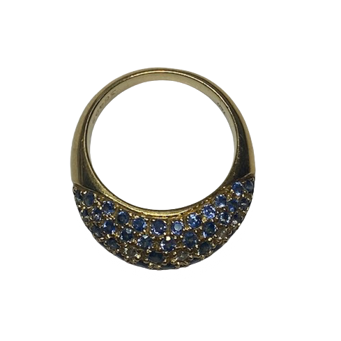 Bague Jonc POIRAY en or jaune, saphirs et diamants