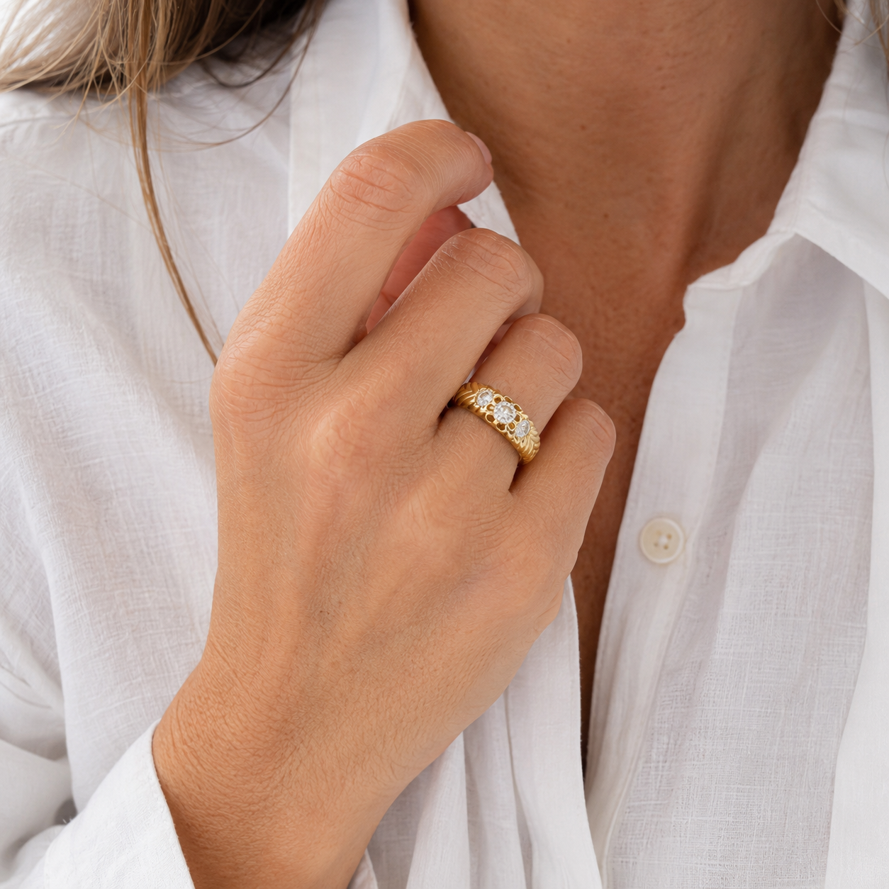 Bague Trilogie en or jaune et diamants