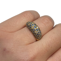 Bague Jonc POIRAY en or jaune, saphirs et diamants