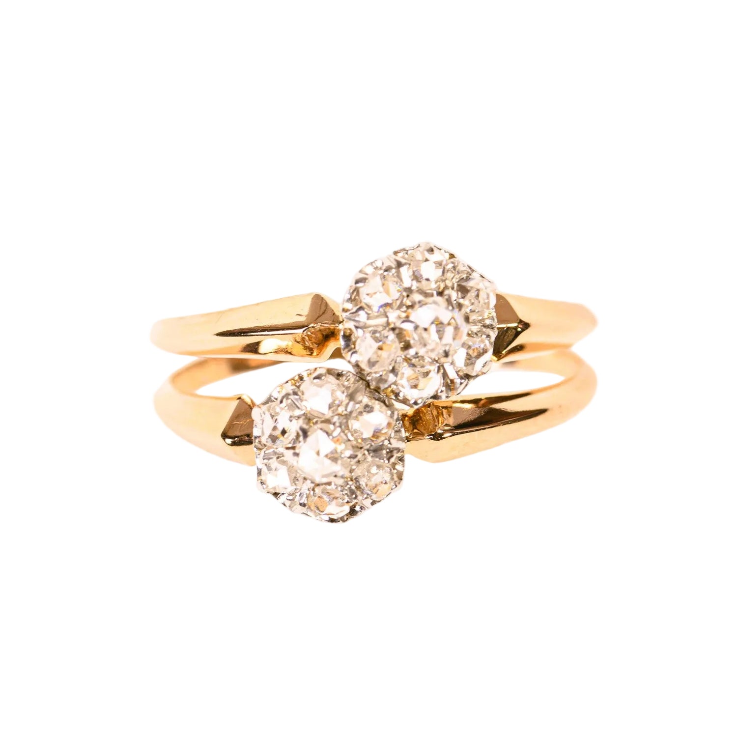 Bague Toi & Moi en or rose, platine et diamants