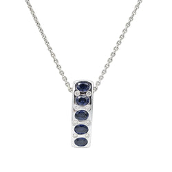 Collier Pendentif en or blanc, saphirs et diamants