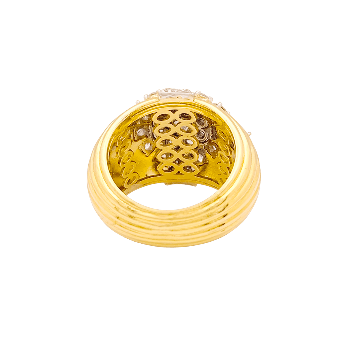 Bague Dôme en or blanc, or jaune et diamants