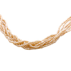 Collier Ras de Cou en or jaune, perles et diamants