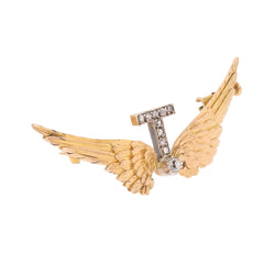 Broche en or jaune, argent et diamants