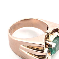 Bague Tank en or jaune, émeraude, rubis et diamants
