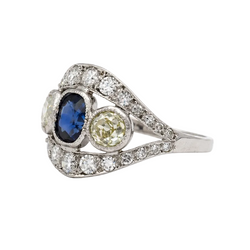 Bague en or blanc, saphir et diamants
