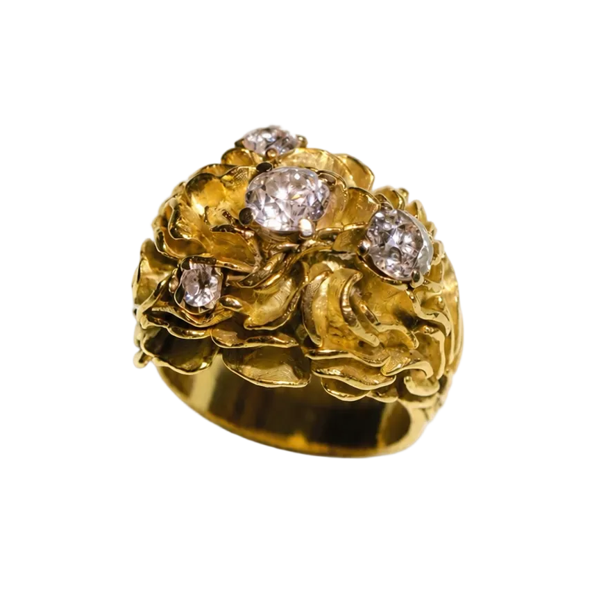 Bague Cocktail en or jaune et diamants