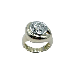 Bague Solitaire en or jaune, platine et diamant