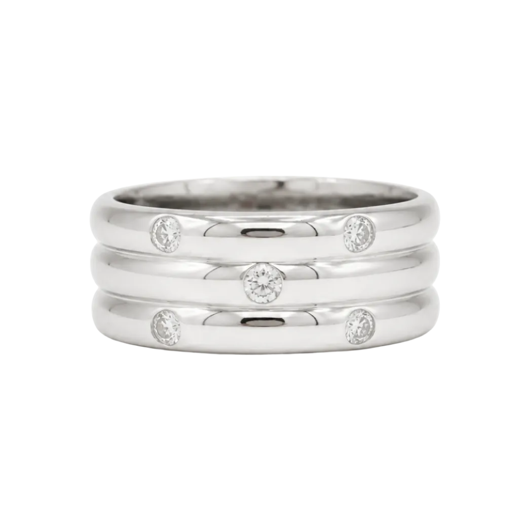 Bague Bandeau en or blanc et diamants