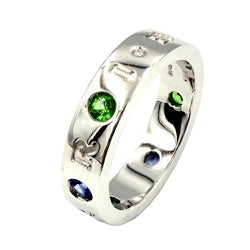 Bague BULGARI "Roman Sorbet" en or blanc, grenats, saphirs et diamant