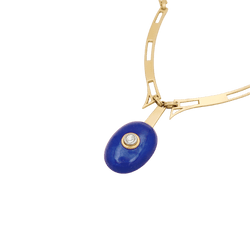 Collier Pendentif en or jaune, lapis-lazuli et diamant