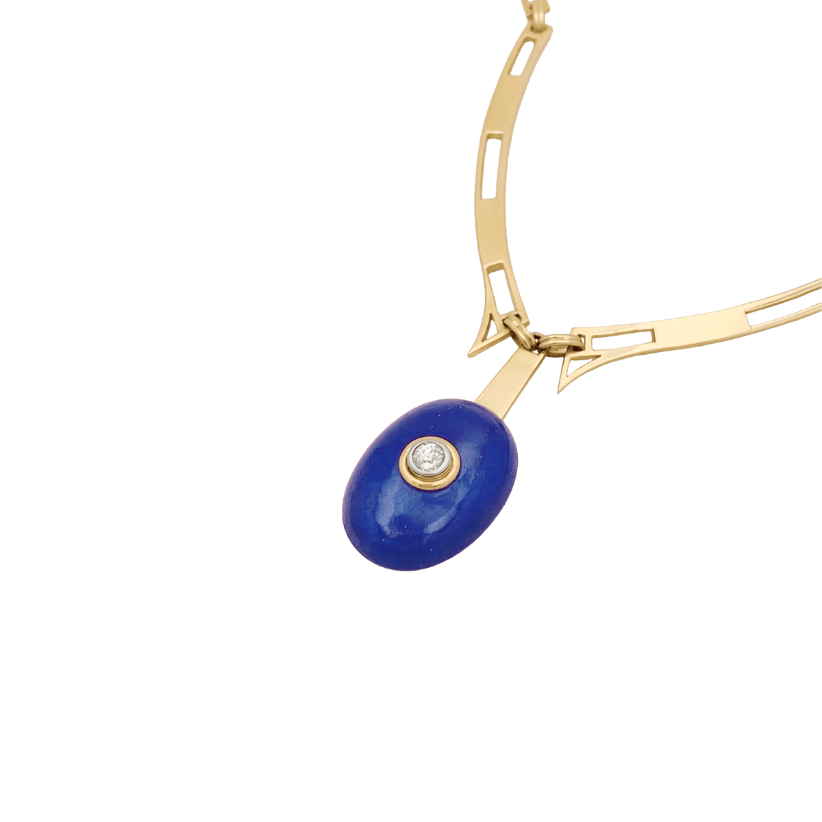 Collier Pendentif en or jaune, lapis-lazuli et diamant