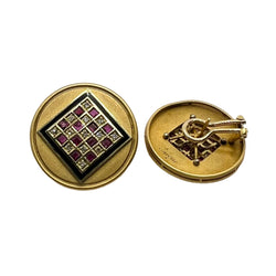 Boucles d'oreilles Clips en or jaune, rubis et diamants