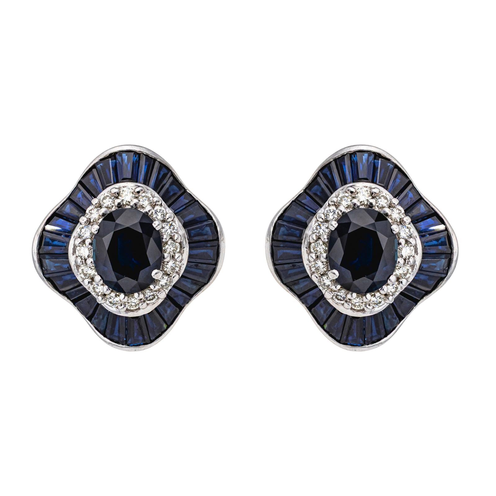 Boucles d'oreilles Or blanc saphir