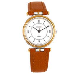 Montre VAN CLEEF & ARPELS. PM "PA 49" en or jaune, acier et cuir