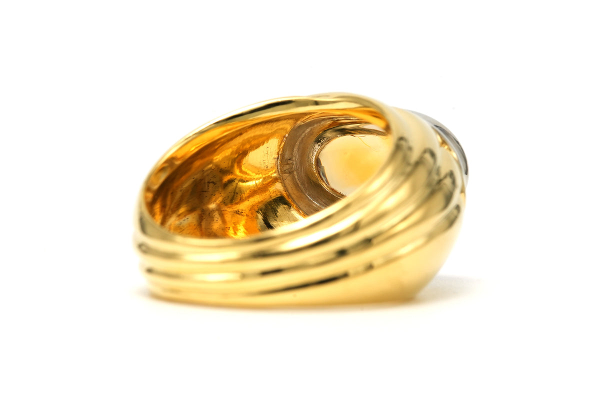 Bague Jonc en or blanc, or jaune et citrine
