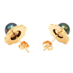 Boucles d'oreilles Puces en or jaune et perles