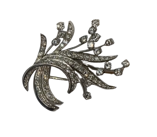 Broche Clip en or blanc et diamants