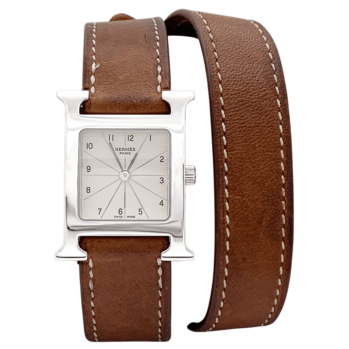 Montre HERMÈS "Heure H" PM en acier et cuir