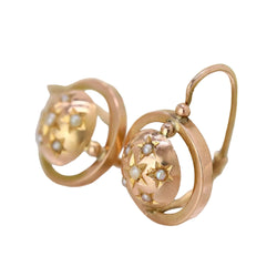 Boucles d'oreilles Dormeuses en or rose et perles