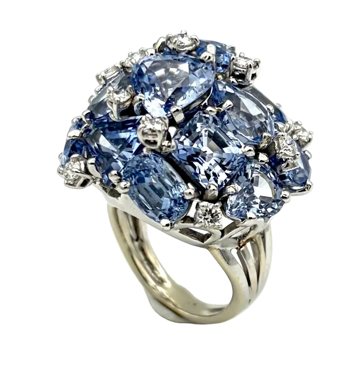 Bague Cocktail SEAMAN SCHEPPS "Bubbles" en or blanc, saphirs et diamants