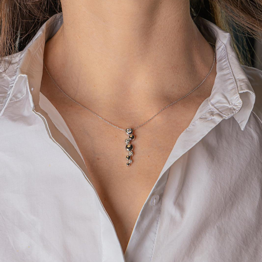 Collier Maille forçat Or blanc Diamant