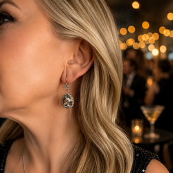 Boucles d'oreilles Pendantes en or jaune, argent, aigues-marines et diamants