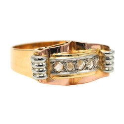 Bague Tank en or blanc, or jaune et diamants