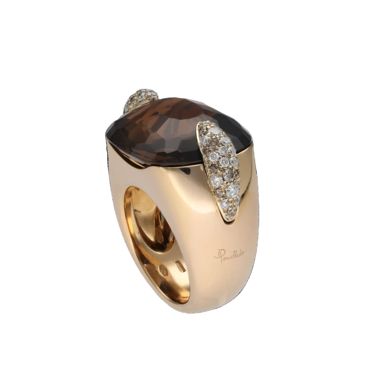 Bague Cocktail POMELLATO "Pin Up" en or rose, quartz et diamants