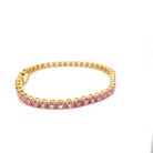 10 Carat Natural Pink Sapphire Yellow Gold Tennis Bracelet - Castafiore