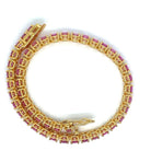 10 Carat Natural Pink Sapphire Yellow Gold Tennis Bracelet - Castafiore