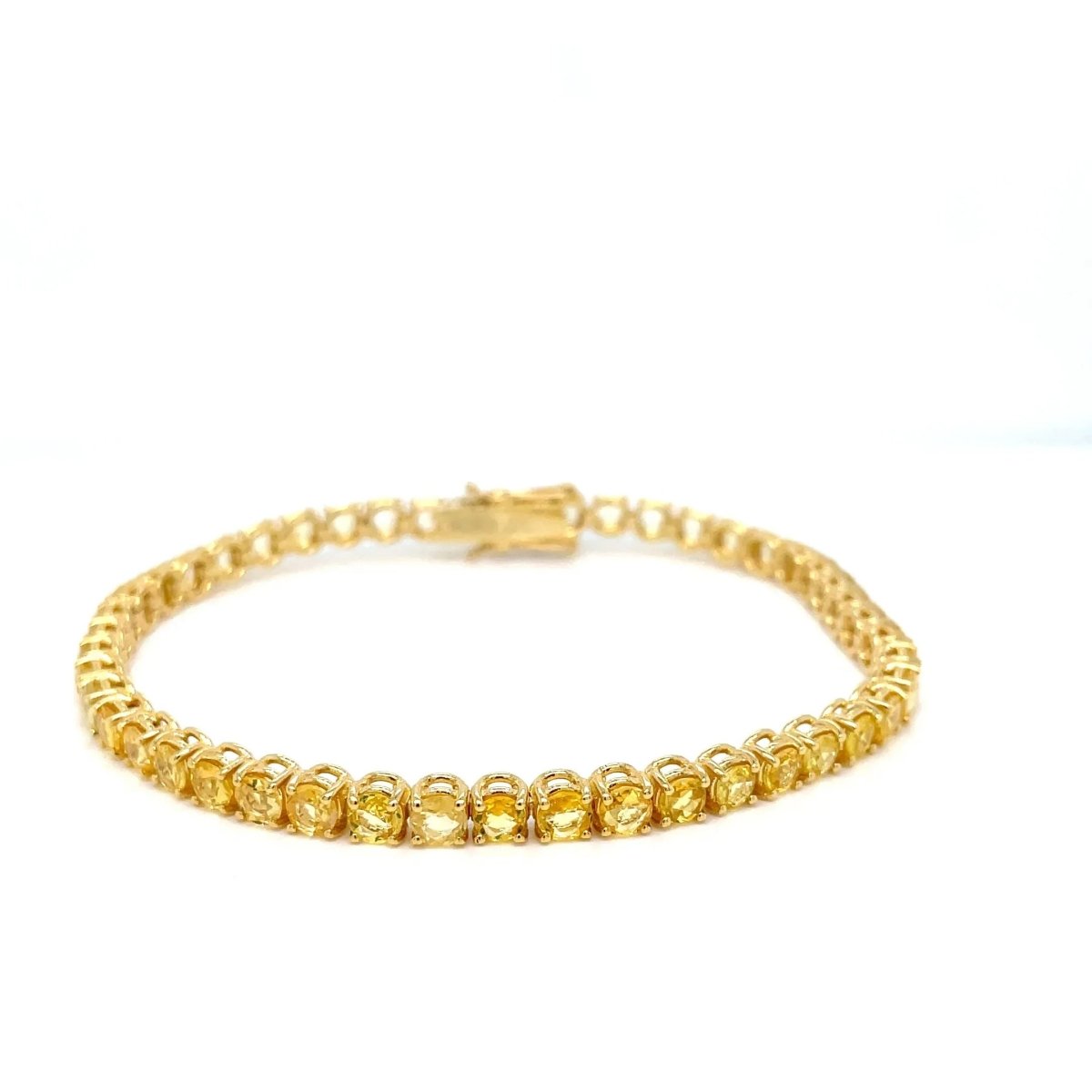 10 Carat Natural Yellow Sapphire Gold Tennis Bracelet - Castafiore