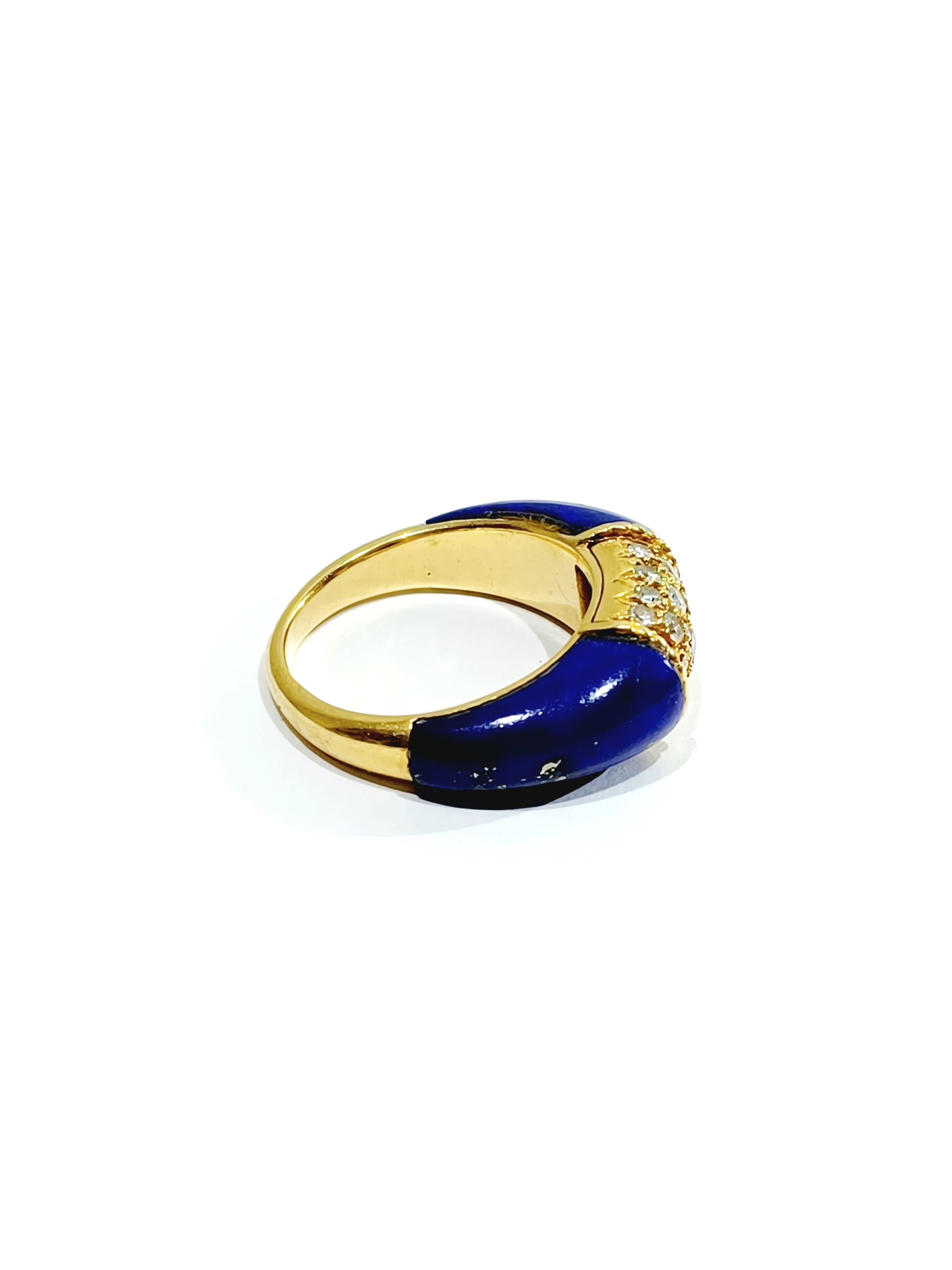Bague Jonc en or jaune, lapis-lazuli et diamants
