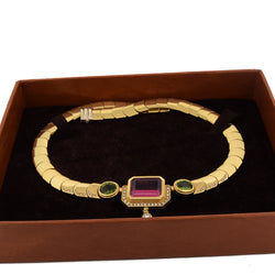 Collier MANCADORI en or jaune, tourmaline, péridots et diamants