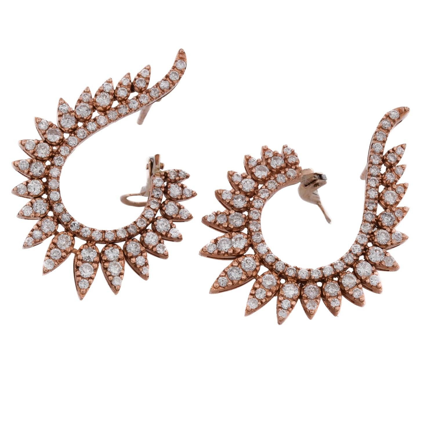 Boucles d'oreilles Clips en or rose et diamants