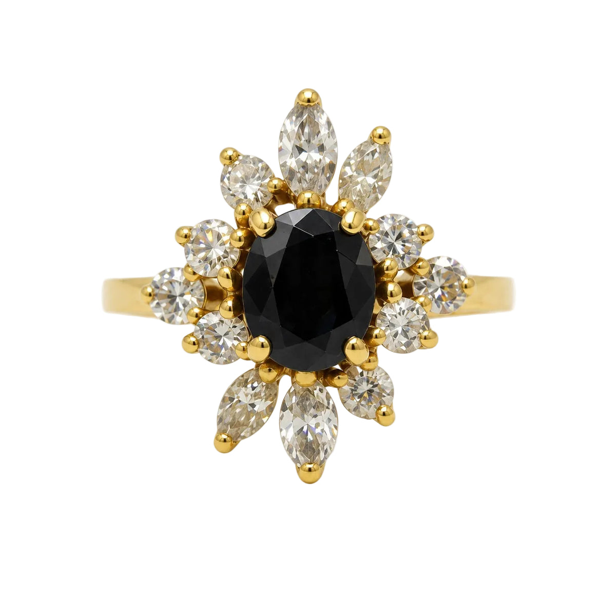 Bague Marguerite en or jaune, saphir et diamants
