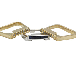 Bagues Tank J.VENDOME en or blanc, or jaune, saphirs et diamants