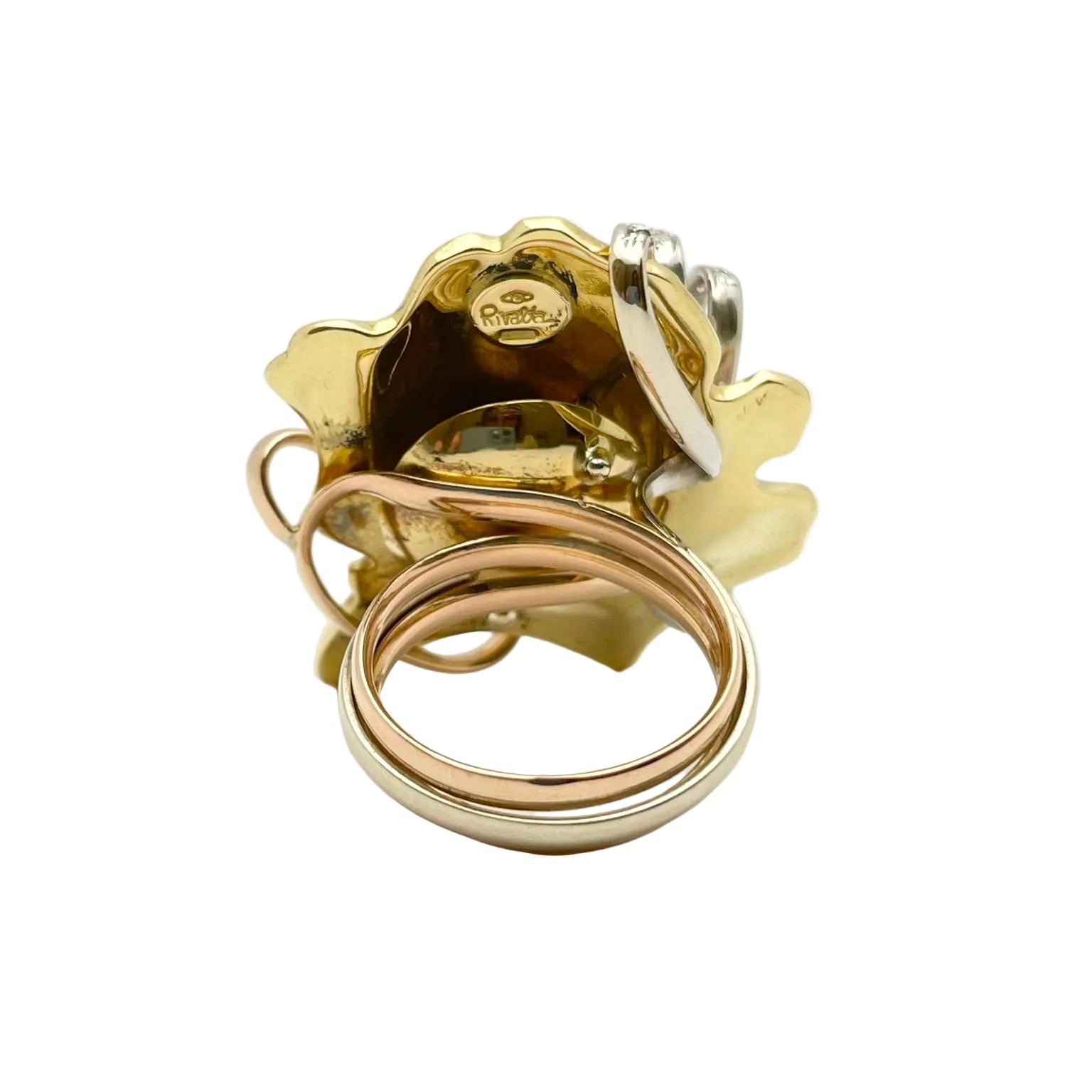 Bague Cocktail RIVALTA en or blanc, or jaune, or rose, émail et diamants