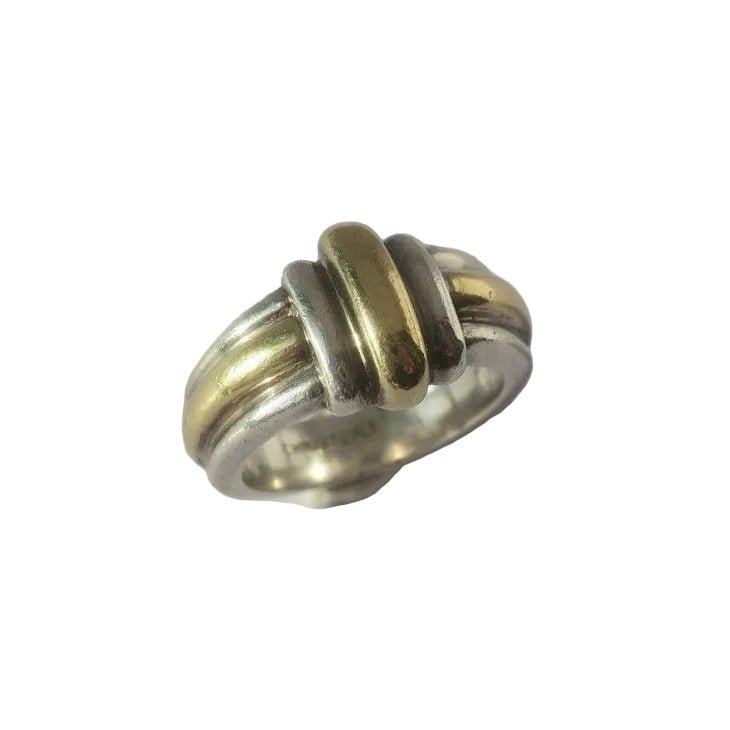 CHRISTOFLE - Bague Jonc godrons Or et Argent
