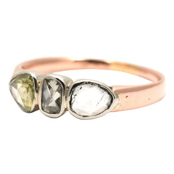 Bague Trilogie en or jaune, argent et diamants
