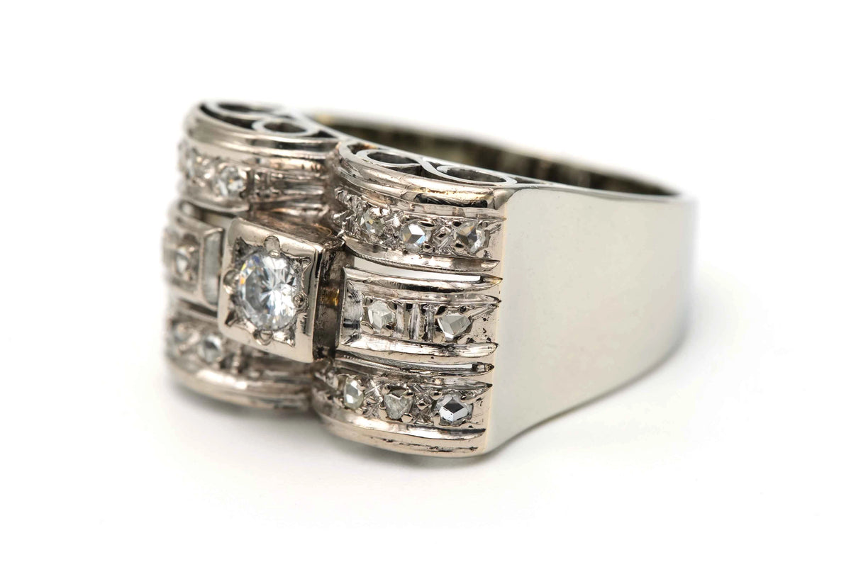 Bague Tank en or blanc et diamants