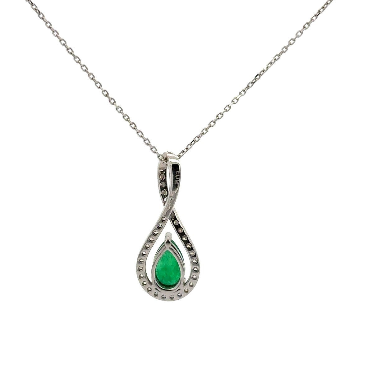 Pendentif en or blanc, émeraude et diamants
