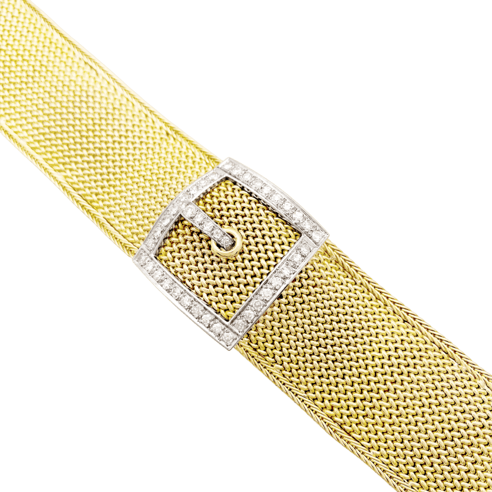 Montre secrète Jaeger-Lecoultre, « Ceinture », or jaune, or blanc, diamants.