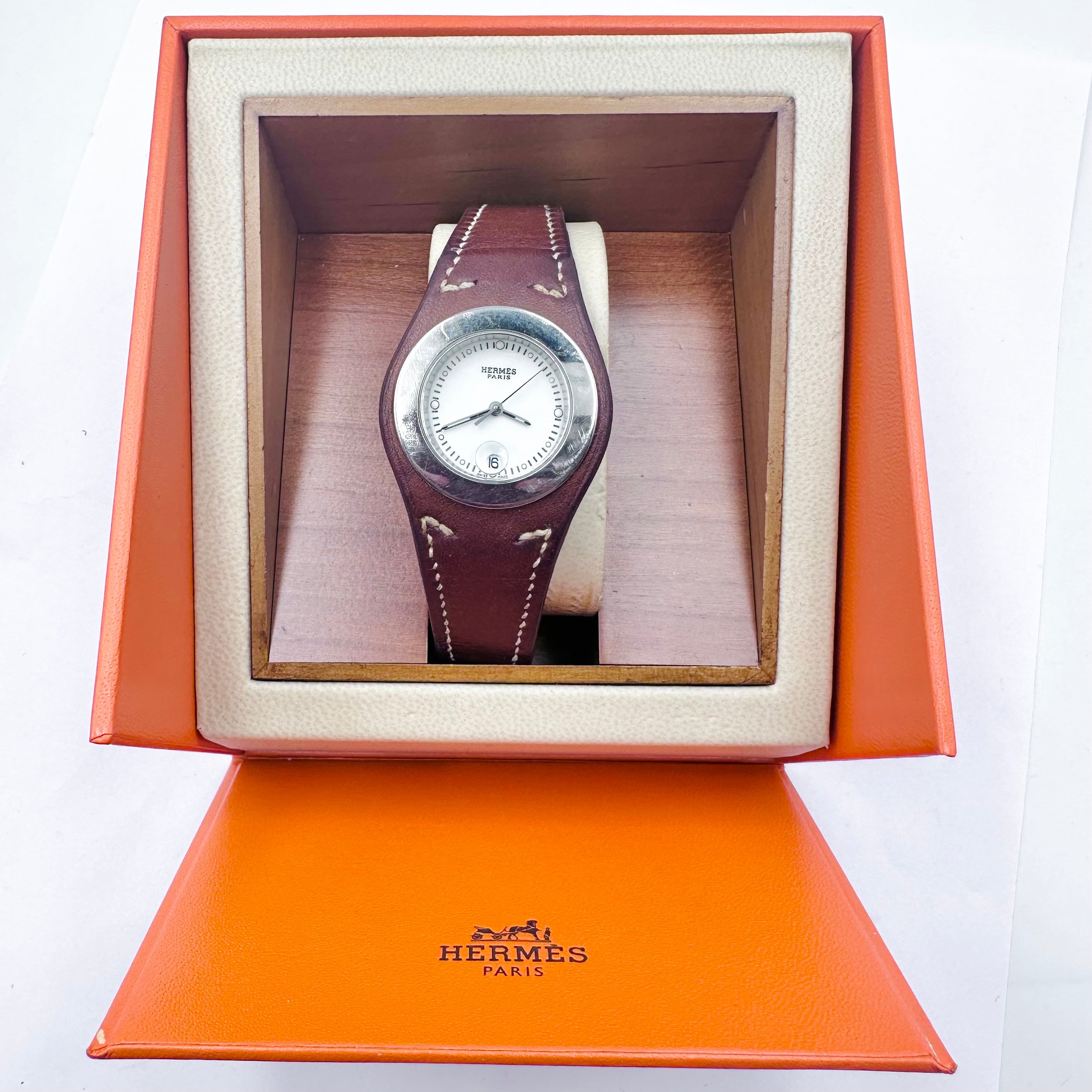 Montre HERMÈS "Harnais" en cuir et acier