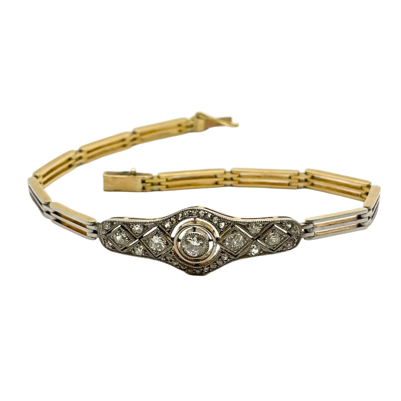 Bracelet en or blanc, or jaune et diamants
